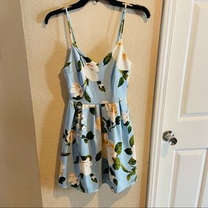 New Monteau Light Baby Blue Floral Fit & Flare Derby Dress XS